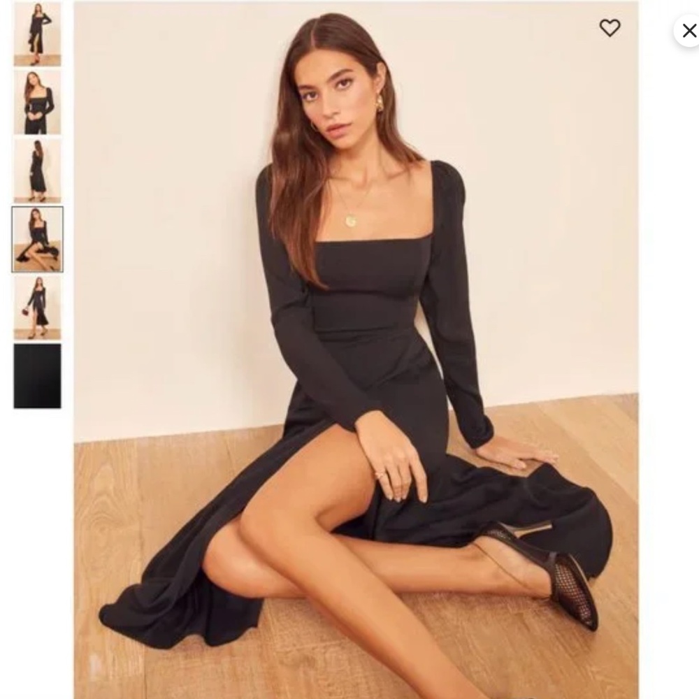 Reformation Sigmund Black Midi Dress Sz. 4